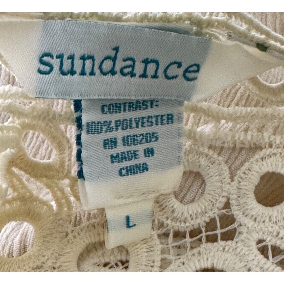 Sundance Women's Gracefully Lovely Dress Ivory Eyelet Lace Smocked Waist - Picture 6 of 7